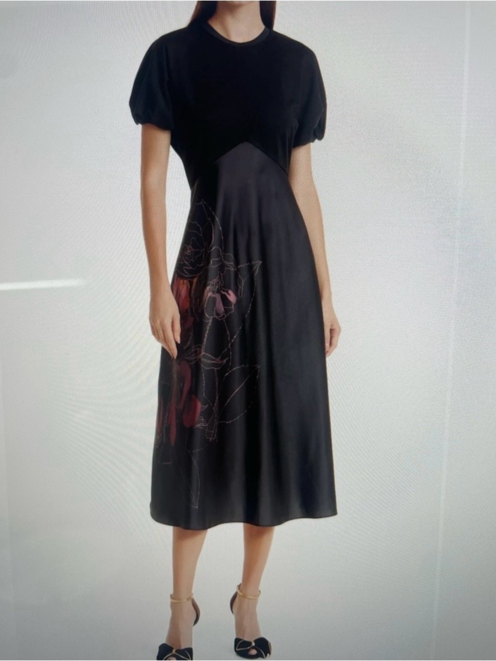 Lucious Ted Baker London Black Maxi Dress with Subtle Floral Print. Size 4 NWTs